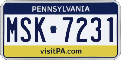 PA license plate MSK7231