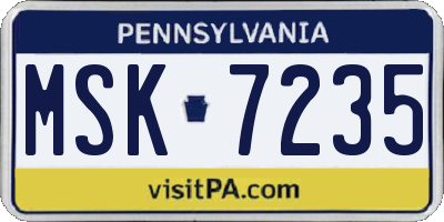 PA license plate MSK7235