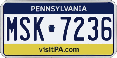 PA license plate MSK7236