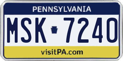 PA license plate MSK7240
