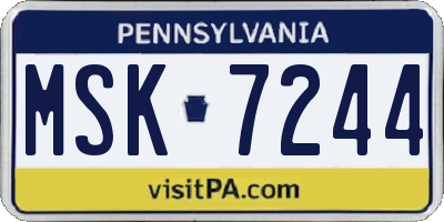 PA license plate MSK7244