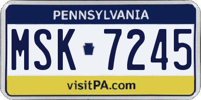 PA license plate MSK7245