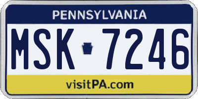 PA license plate MSK7246