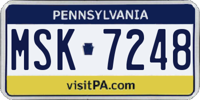 PA license plate MSK7248