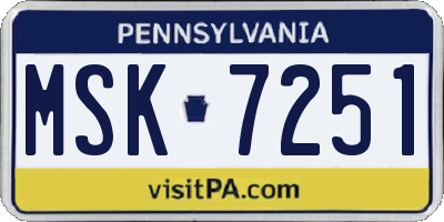 PA license plate MSK7251