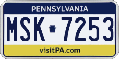 PA license plate MSK7253