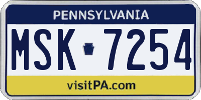 PA license plate MSK7254