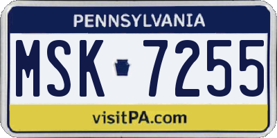 PA license plate MSK7255