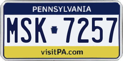 PA license plate MSK7257