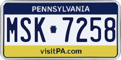 PA license plate MSK7258