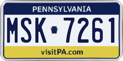 PA license plate MSK7261