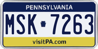 PA license plate MSK7263