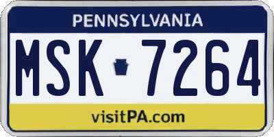PA license plate MSK7264