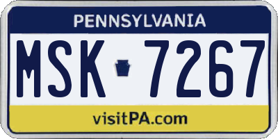 PA license plate MSK7267