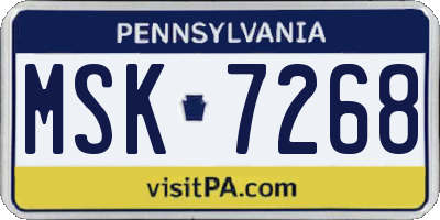PA license plate MSK7268