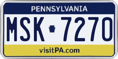 PA license plate MSK7270