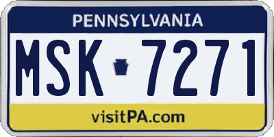 PA license plate MSK7271