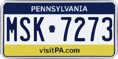 PA license plate MSK7273