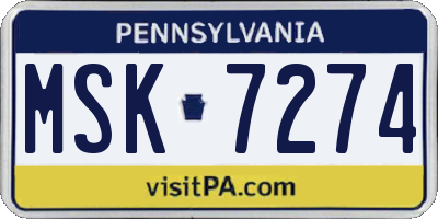 PA license plate MSK7274