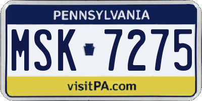 PA license plate MSK7275