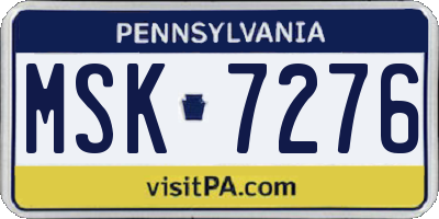 PA license plate MSK7276