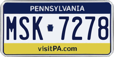PA license plate MSK7278