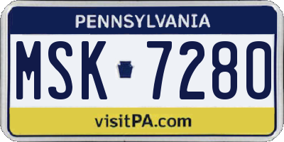 PA license plate MSK7280