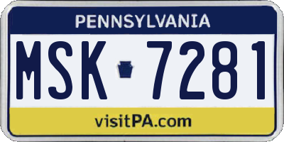PA license plate MSK7281