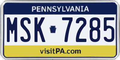 PA license plate MSK7285
