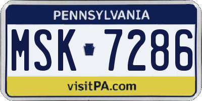 PA license plate MSK7286