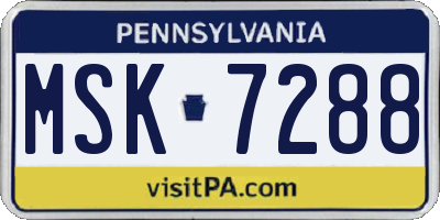 PA license plate MSK7288