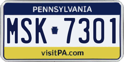 PA license plate MSK7301