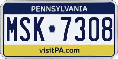 PA license plate MSK7308