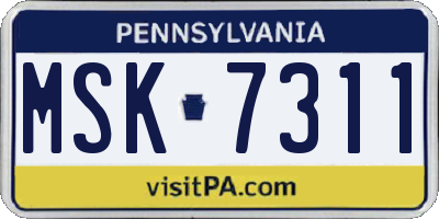 PA license plate MSK7311