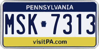 PA license plate MSK7313