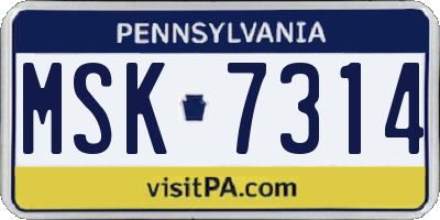 PA license plate MSK7314