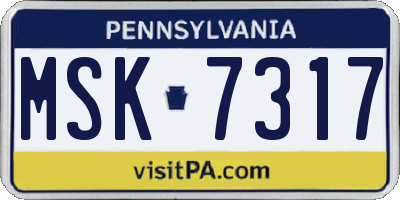 PA license plate MSK7317