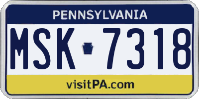 PA license plate MSK7318