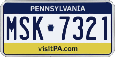 PA license plate MSK7321
