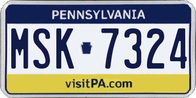 PA license plate MSK7324