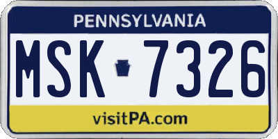 PA license plate MSK7326