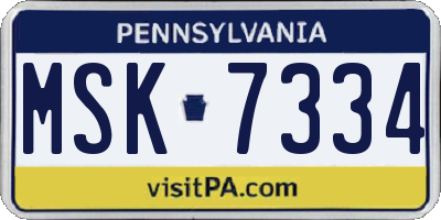 PA license plate MSK7334