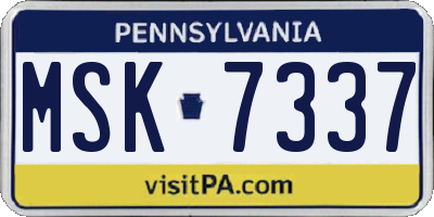 PA license plate MSK7337