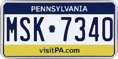 PA license plate MSK7340