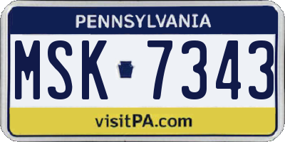 PA license plate MSK7343