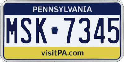 PA license plate MSK7345