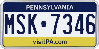 PA license plate MSK7346