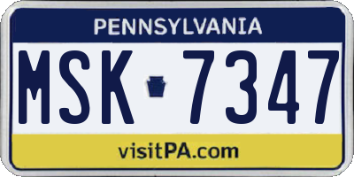 PA license plate MSK7347