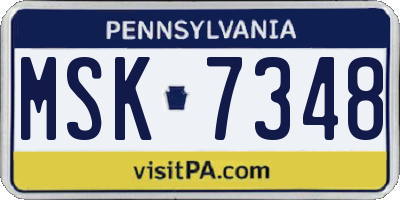 PA license plate MSK7348