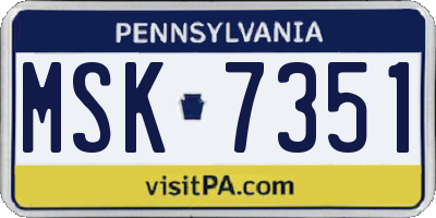 PA license plate MSK7351